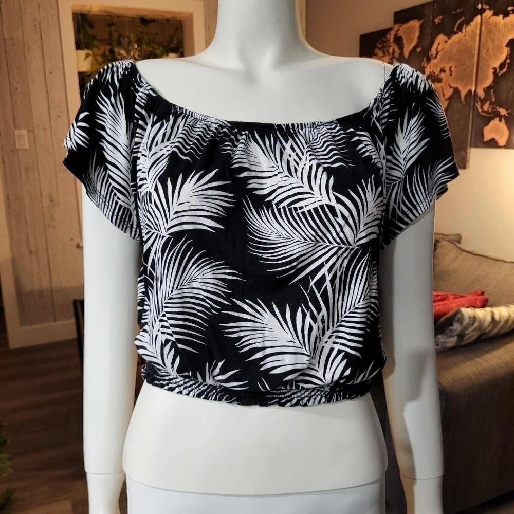 Forever 21 - Palm Leaf Print Gauze crop top